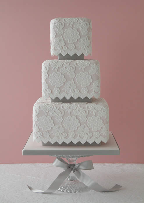 A lace wedding cake is very elegant and vintage Lace Wedding Cake